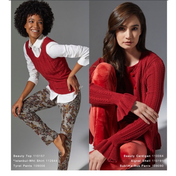 Carlisle Beauty Burgundy Cardigan Sweater set with Shell - Picture 1 of 16